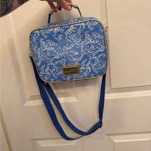 Lilly Pulitzer insulated Thermal Blue Floral Print lunch box w Strap cooler bag